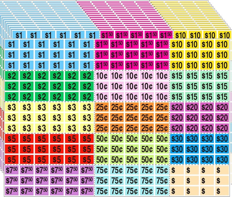 YSHIHE 4050 PCS Garage Sale Stickers,1/2" X 3/4" Yard Sales Price Stickers,Rectangle Preprinted Price Labels for Flea Markets,Retail Use - Image 1